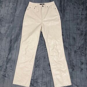 AFRM Heston Bone Faux Leather Snake Embossed High Waist Straight Leg Pants 25